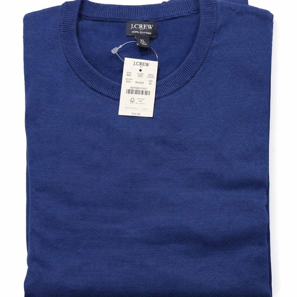 J.Crew Men’s Crewneck Sweater – 100% Cotton – Blue – Size XL – NWT